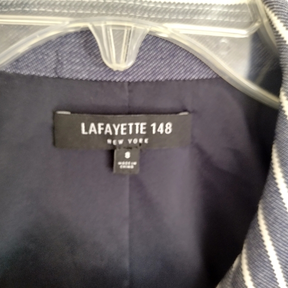 Lafayette 148 Julius Striped Denim Twill Jacket 8 - Picture 6 of 10